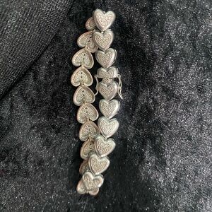 Silver Heart Link Bracelet “Sweet Tart” collection with small diamond accent